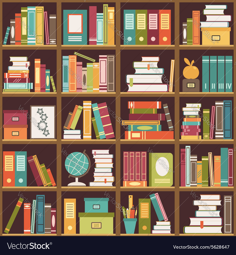 Bookshelf With Books Seamless Background Vector Image