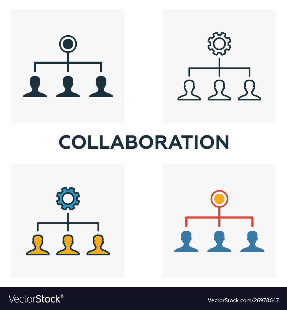 Collaboration outline icon thin line element from vector image Collaboration outline icon thin line element from