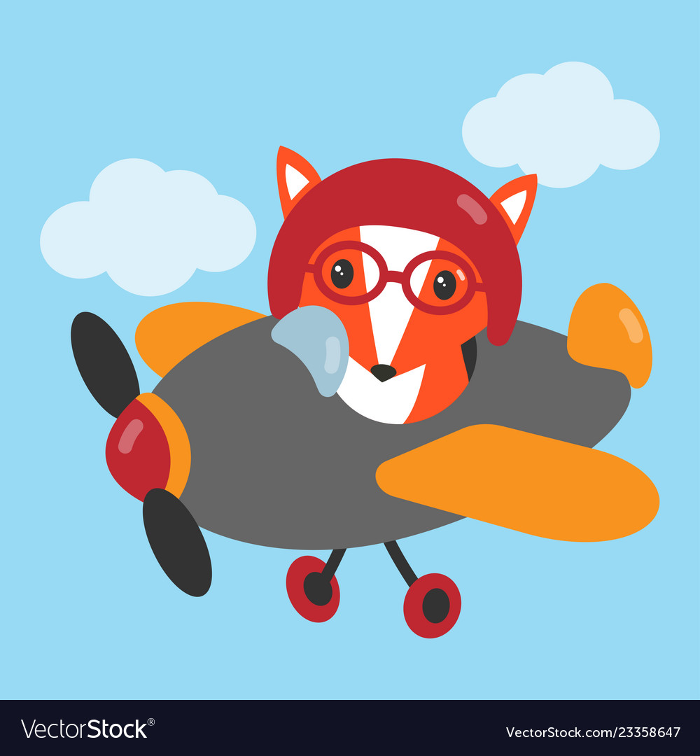 Fox flies on airplane Royalty Free Vector Image