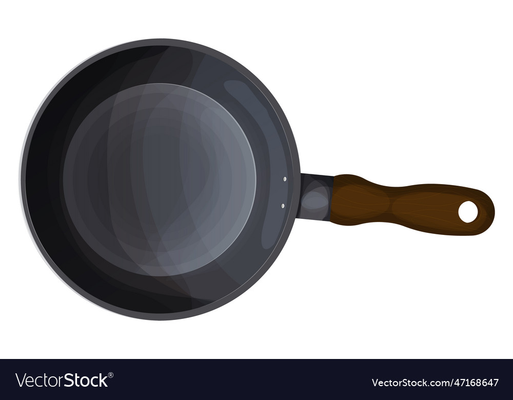 Frying pan top view kitchen cookware equipment Vector Image