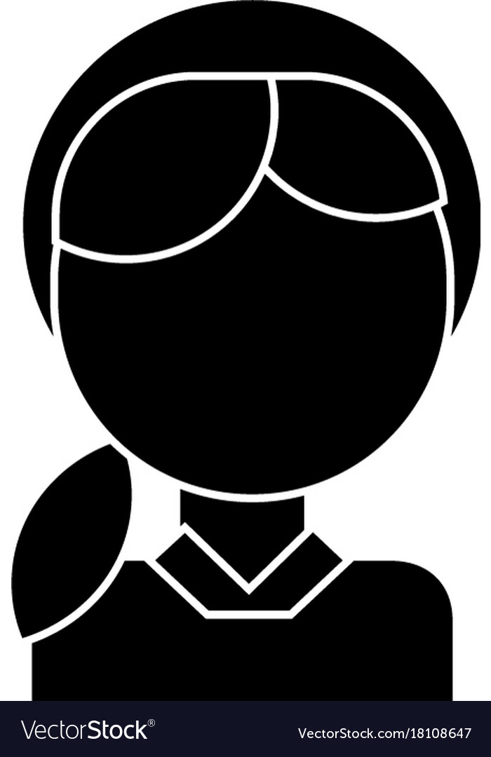 Girl head icon black sign Royalty Free Vector Image