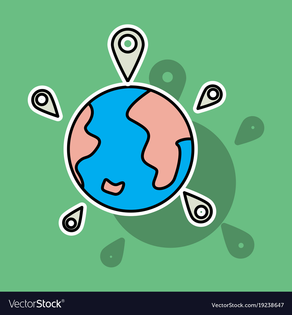 Globe earth with color pointer marks