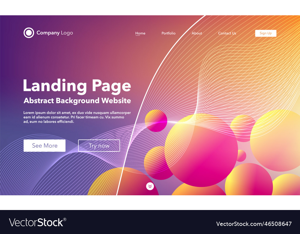 Gradient abstract wave background landing page Vector Image Gradient abstract wave background landing page