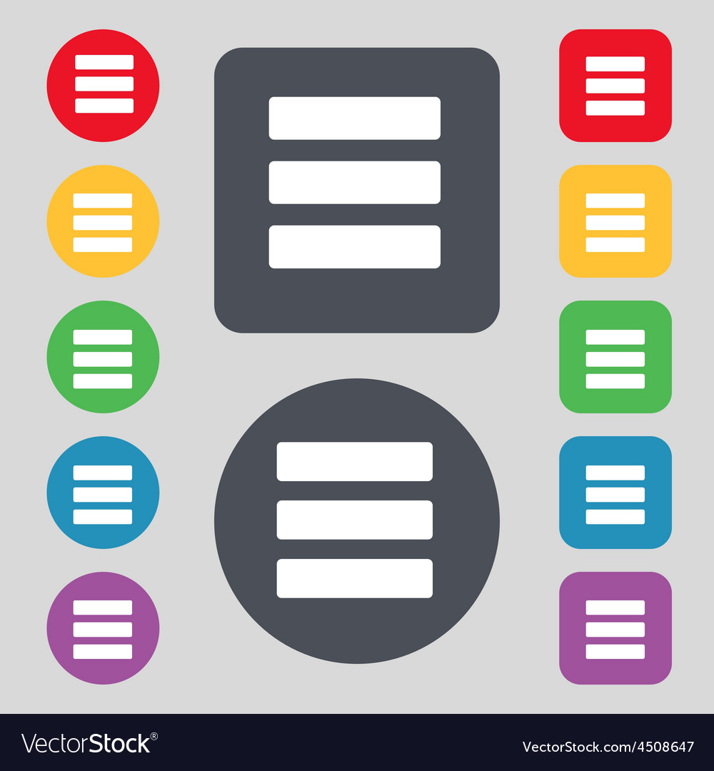 List menu content view options icon sign a set