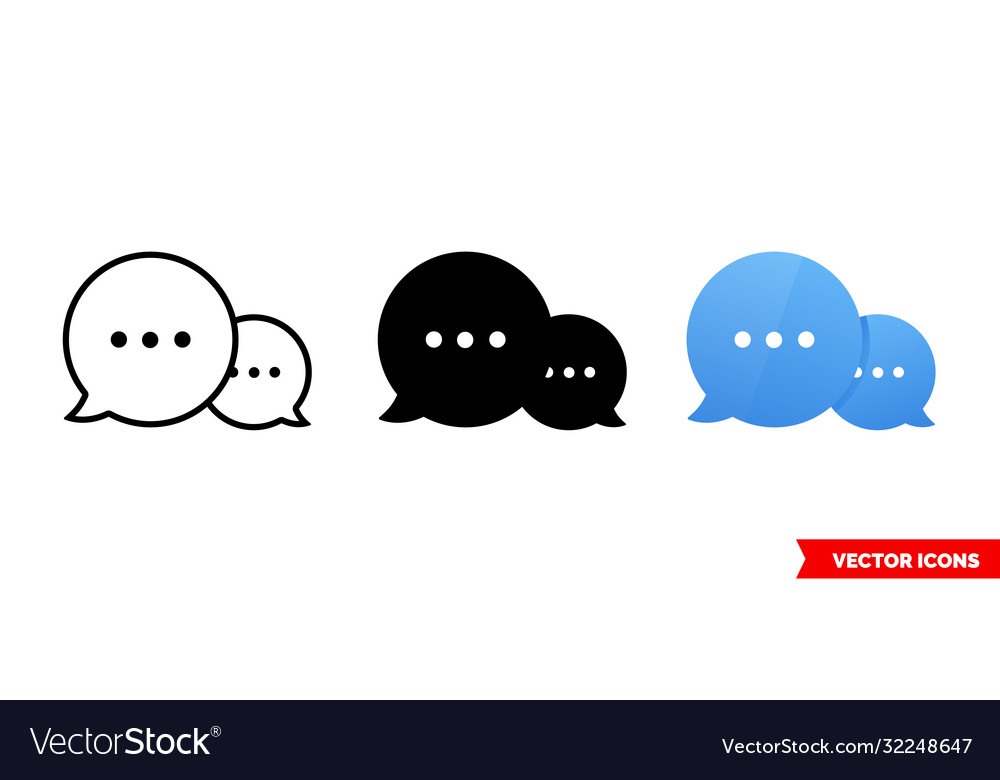 Message or chat icon 3 types isolated vector image Message or chat icon 3 types isolated