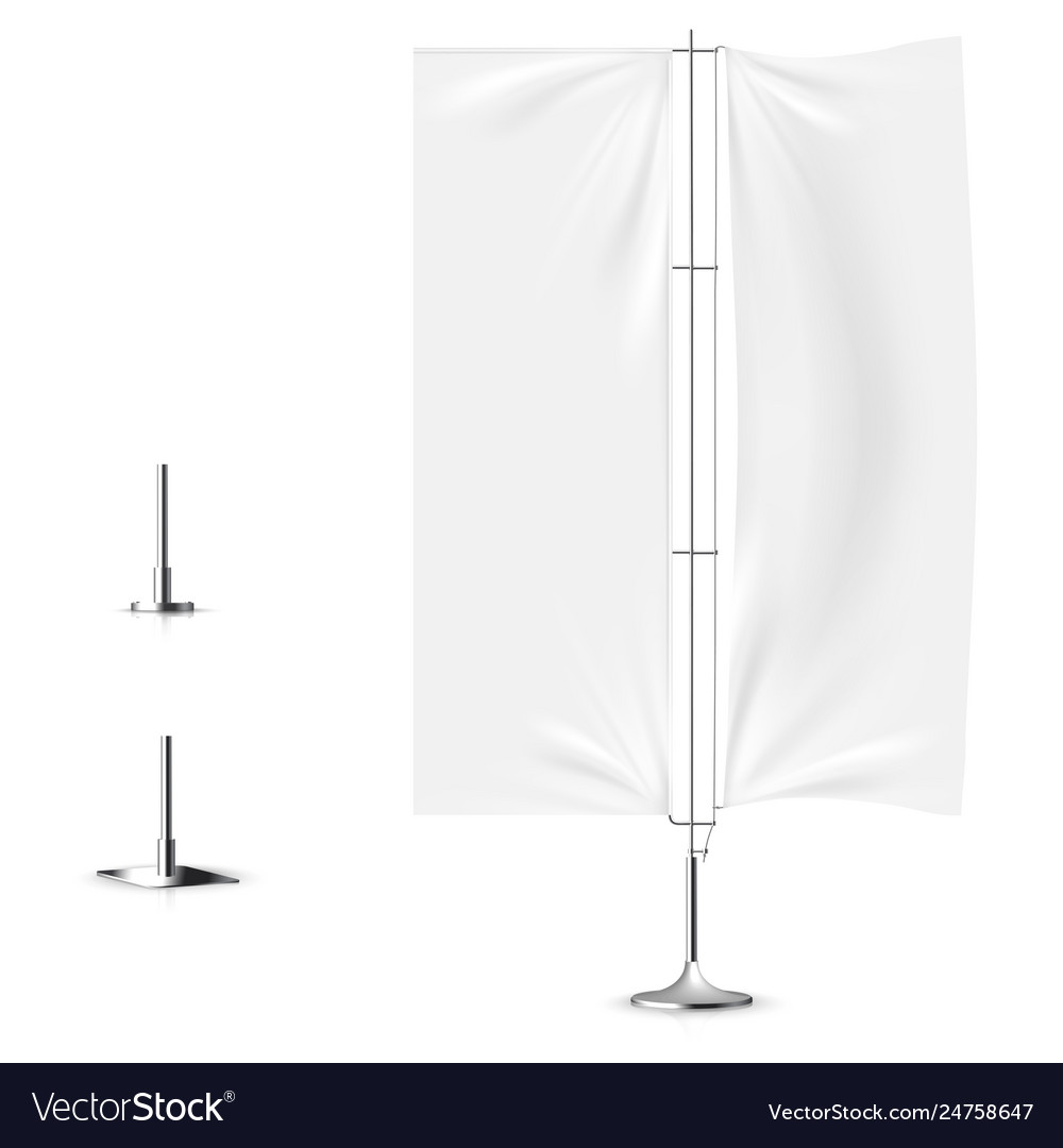 Realistic white banner flag 3d mockup