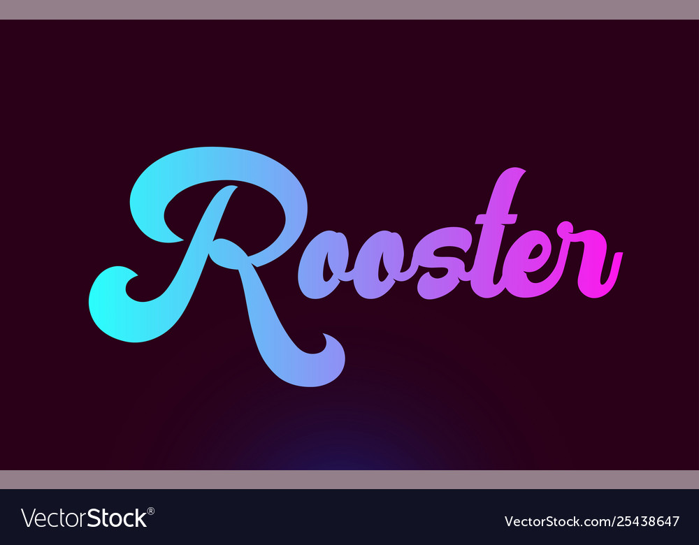 Rooster pink word text logo icon design