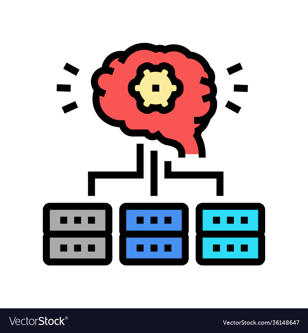 Servers communication neural network color icon vector image Servers communication neural network color icon