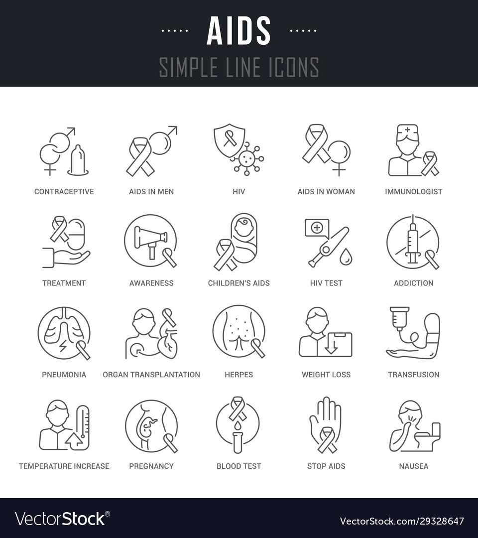 Set line icons aids vector image Set line icons aids