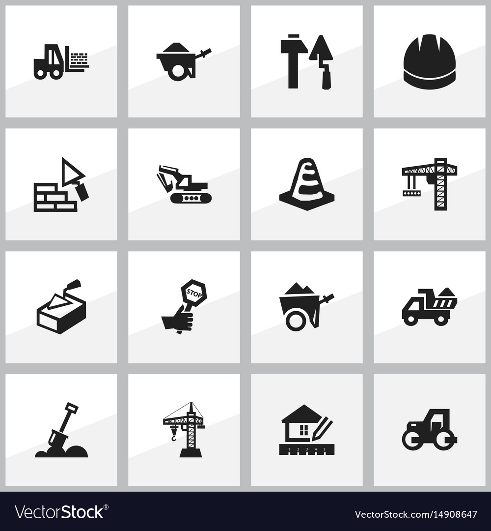 Set of 16 editable structure icons includes