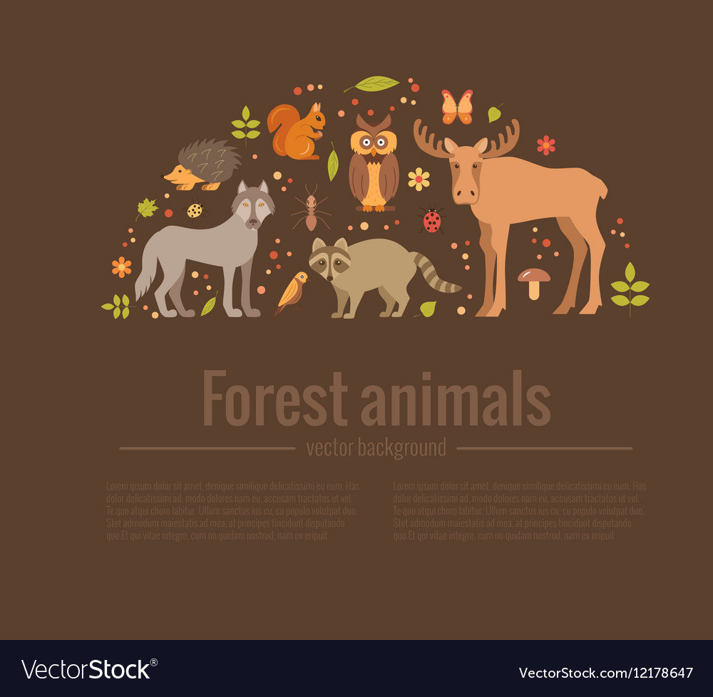 Set of forest animals