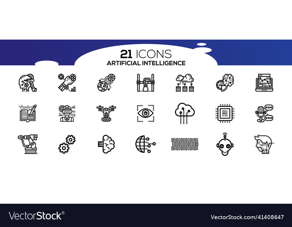 Simple set of artificial intelligence related Vector Image Simple set of artificial intelligence related