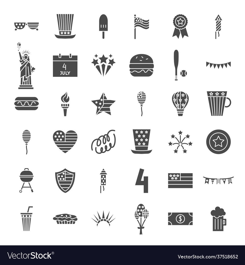 4 july solid web icons vector image 4 july solid web icons