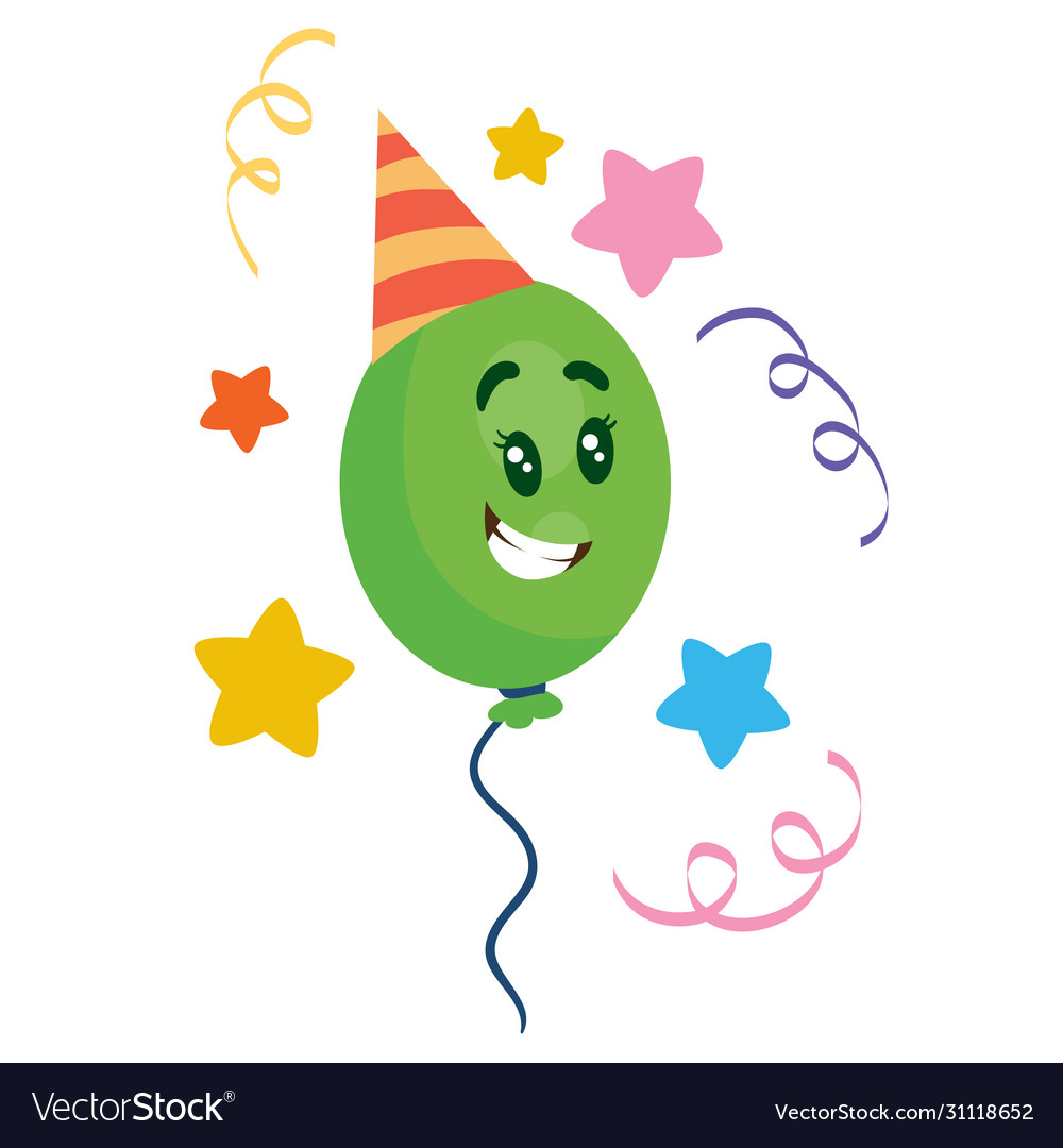 Balloon character in a party hat isolated object