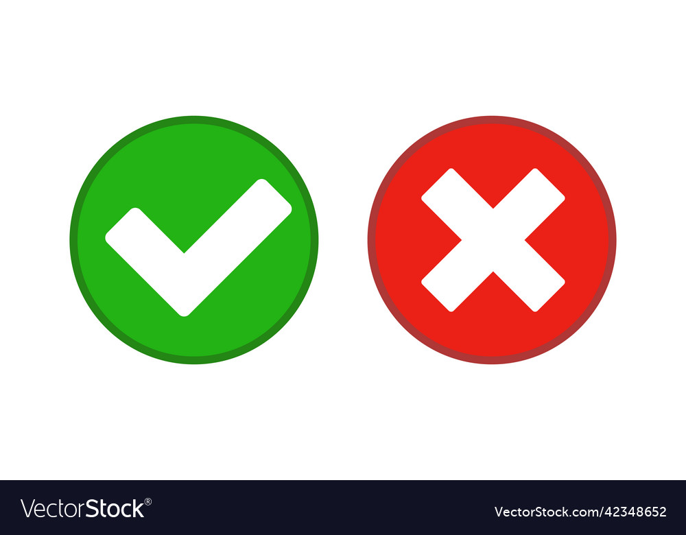 Check marks and cross approval rejection