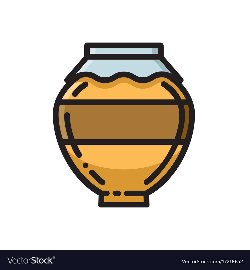 Clay honey pot thin line flat style icon Vector Image