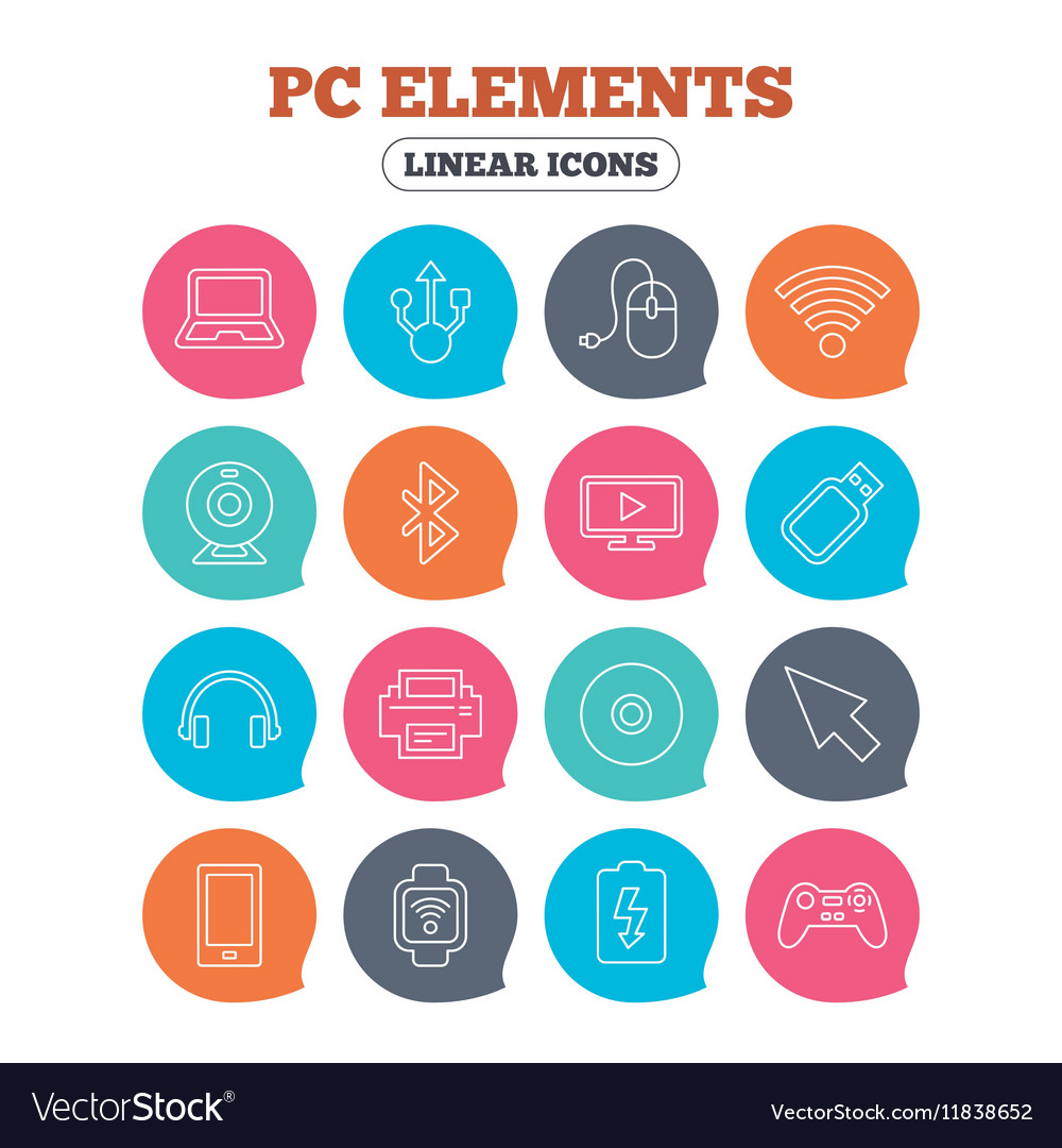 Computer elements icons notebook usb port