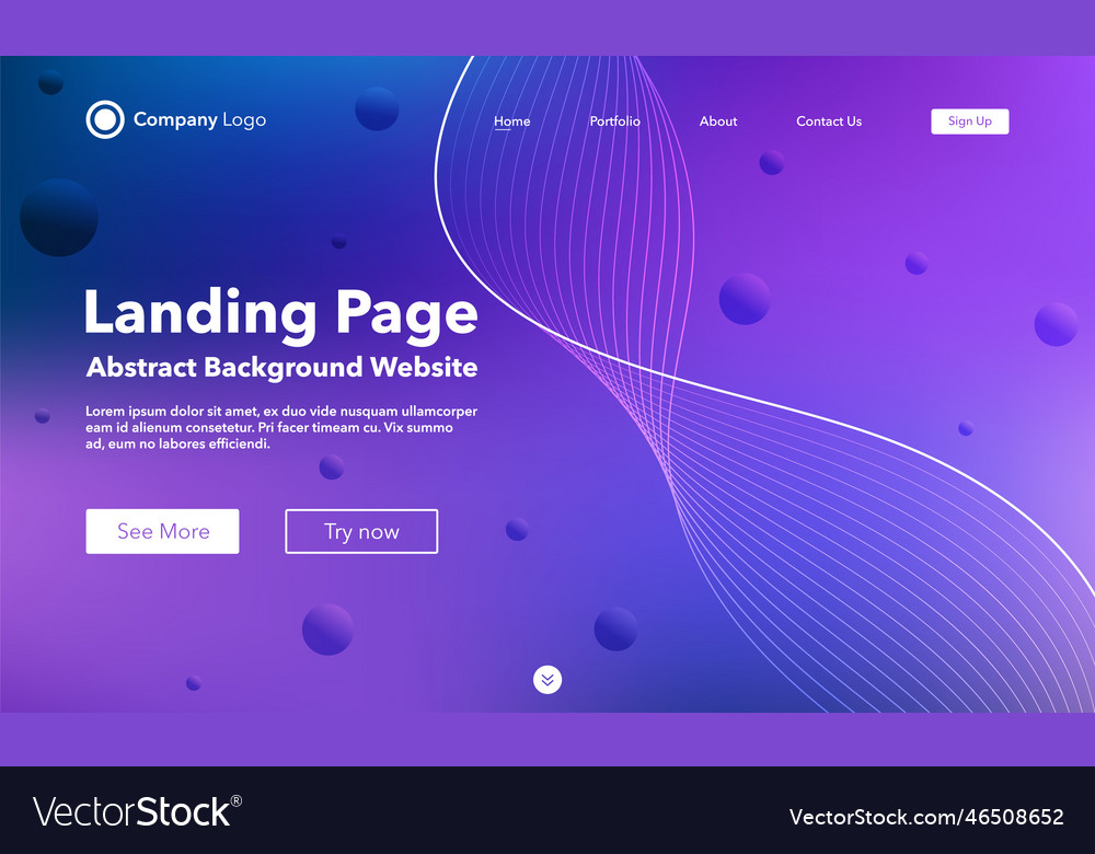 Gradient abstract wave background landing page vector image Gradient abstract wave background landing page