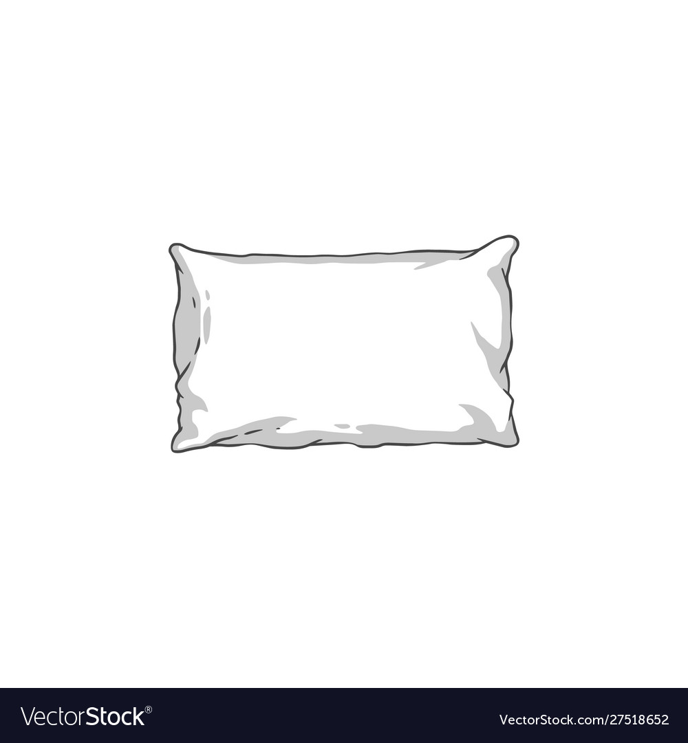 Hand drawn soft rectangle pillow isolated on white