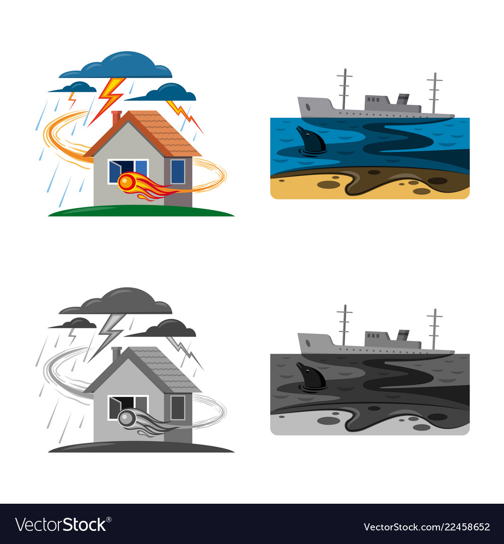 Isolated object of natural and disaster icon set