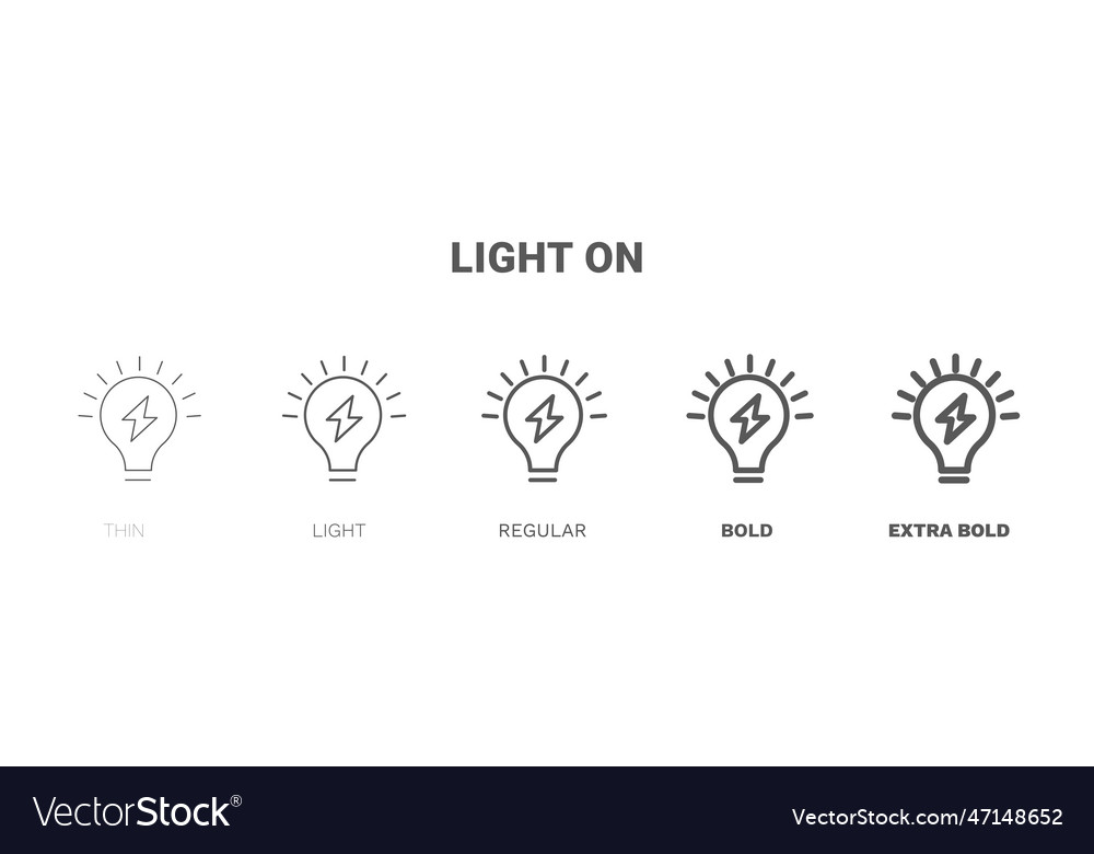 Light on icon thin regular bold and more style vector image Light on icon thin regular bold and more style