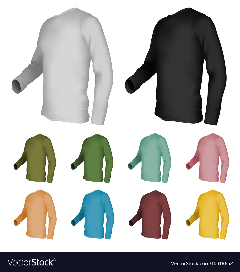 Long sleeve blank t-shirt template Royalty Free Vector Image