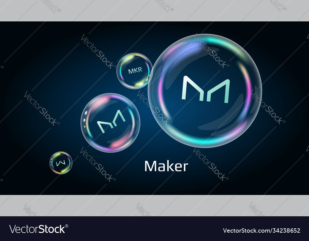 Maker mkr token symbol in soap bubble coin defi vector image Maker mkr token symbol in soap bubble coin defi