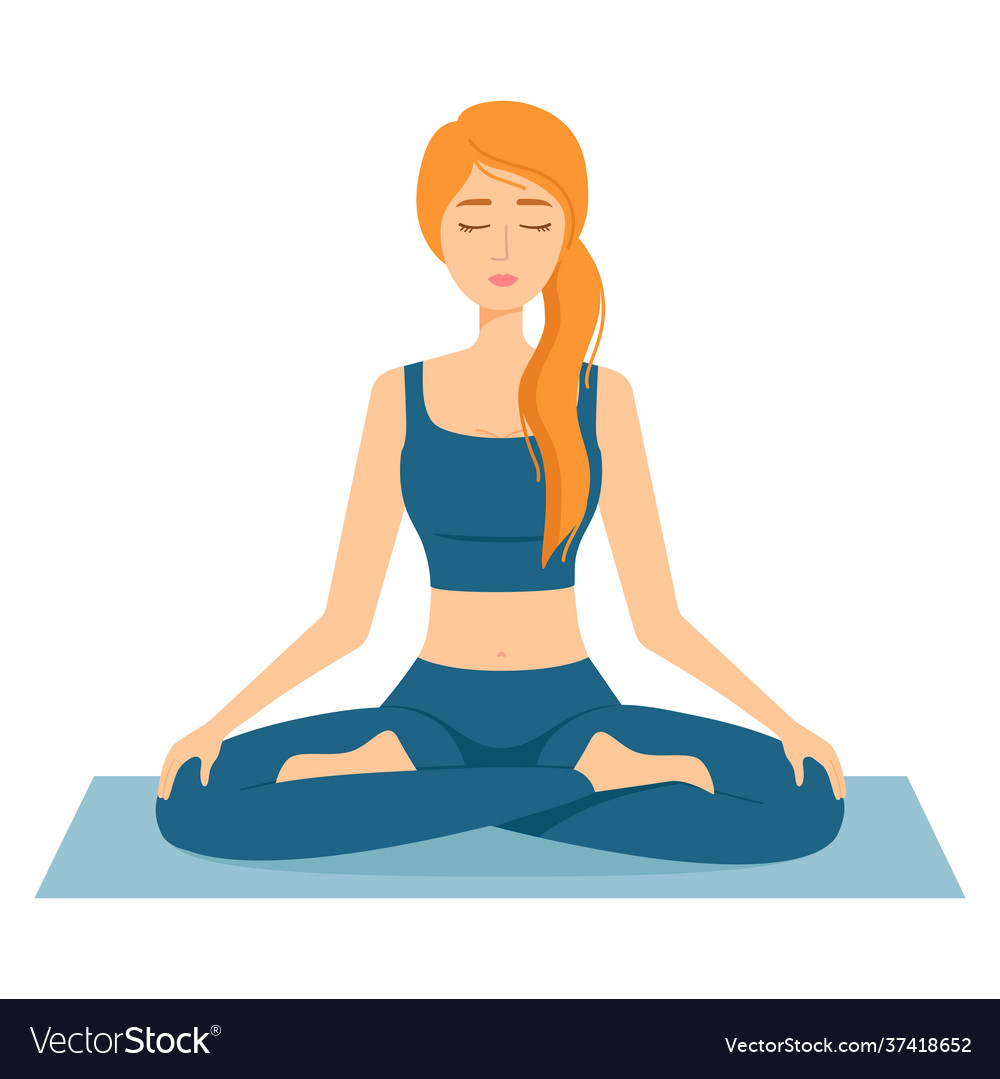 Meditating Woman Girl In Lotus Position Royalty Free Vector