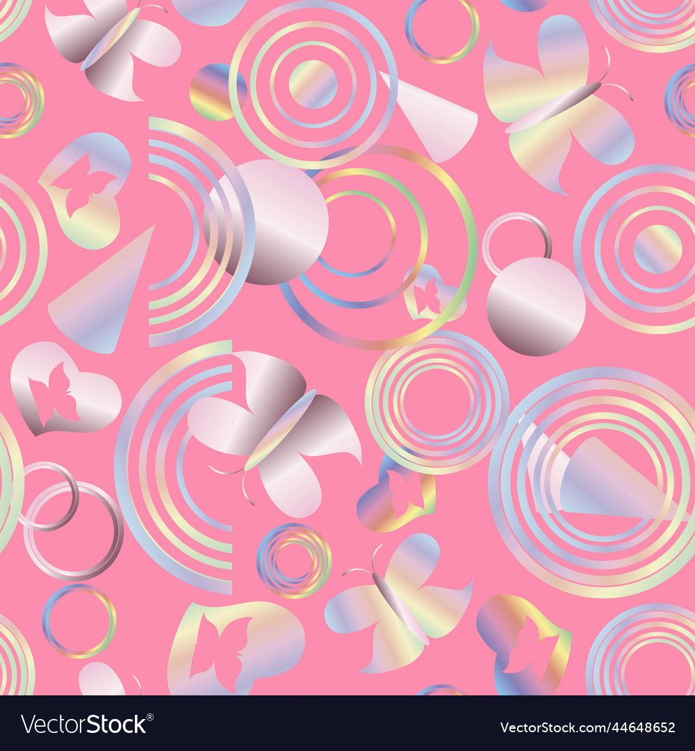 Seamless pattern with red hearts circles vector image Seamless pattern with red hearts circles