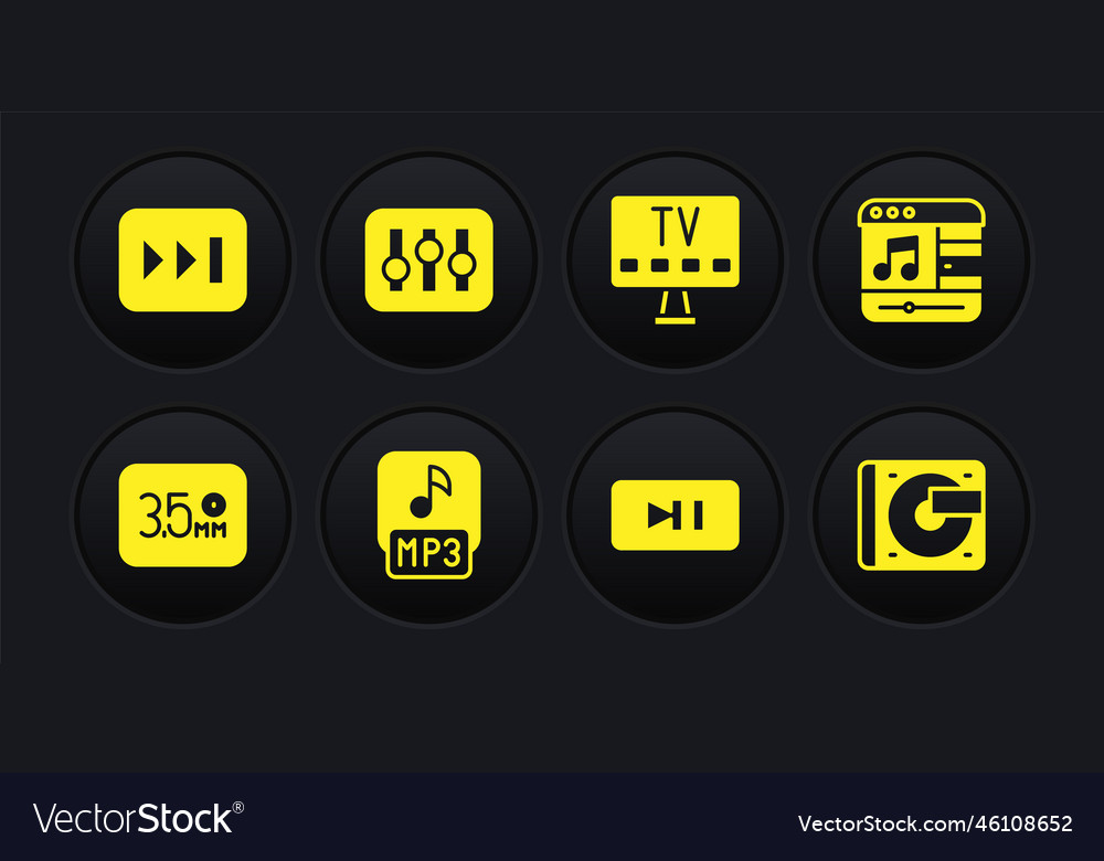 Set audio jack music player mp3 file pause Vector Image