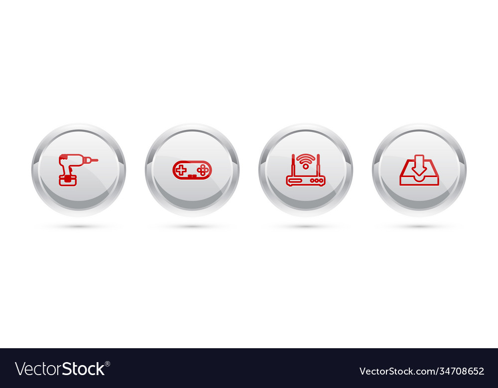Set line drill machine gamepad router and wi-fi vector image Set line drill machine gamepad router and wi-fi