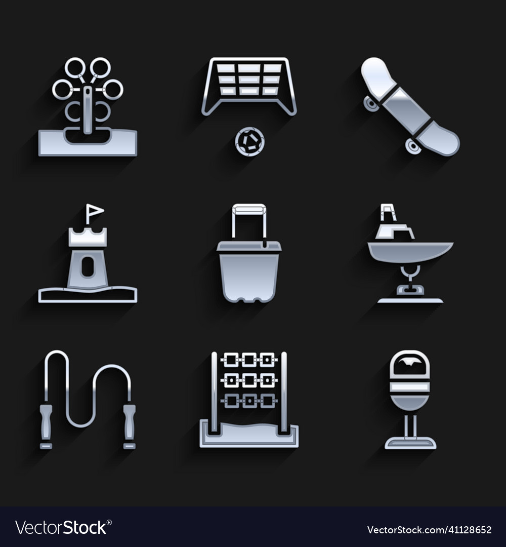Set sand in bucket tic tac toe game trash can vector image Set sand in bucket tic tac toe game trash can