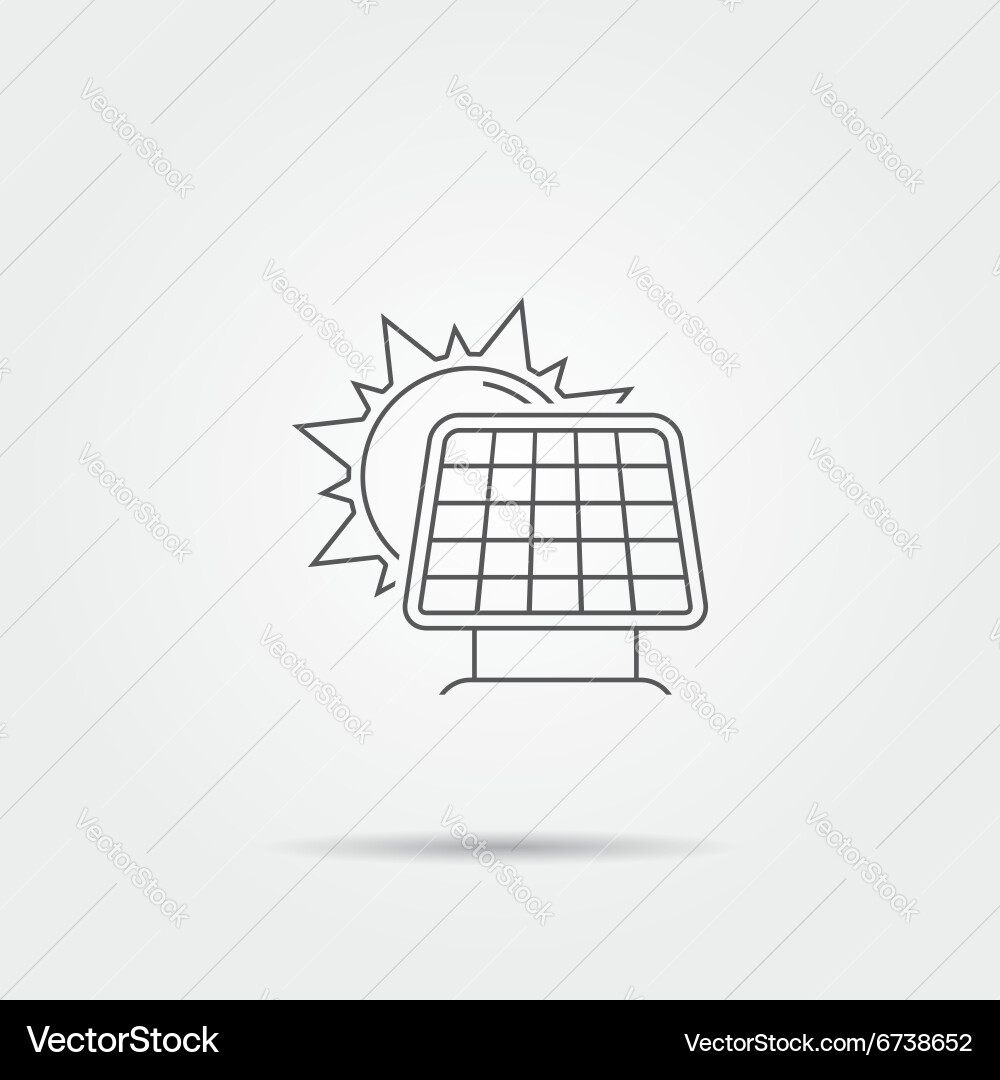 Sun with solar panel line icon Royalty Free Vector Image