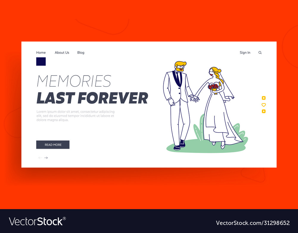 Wedding ceremony landing page template happy