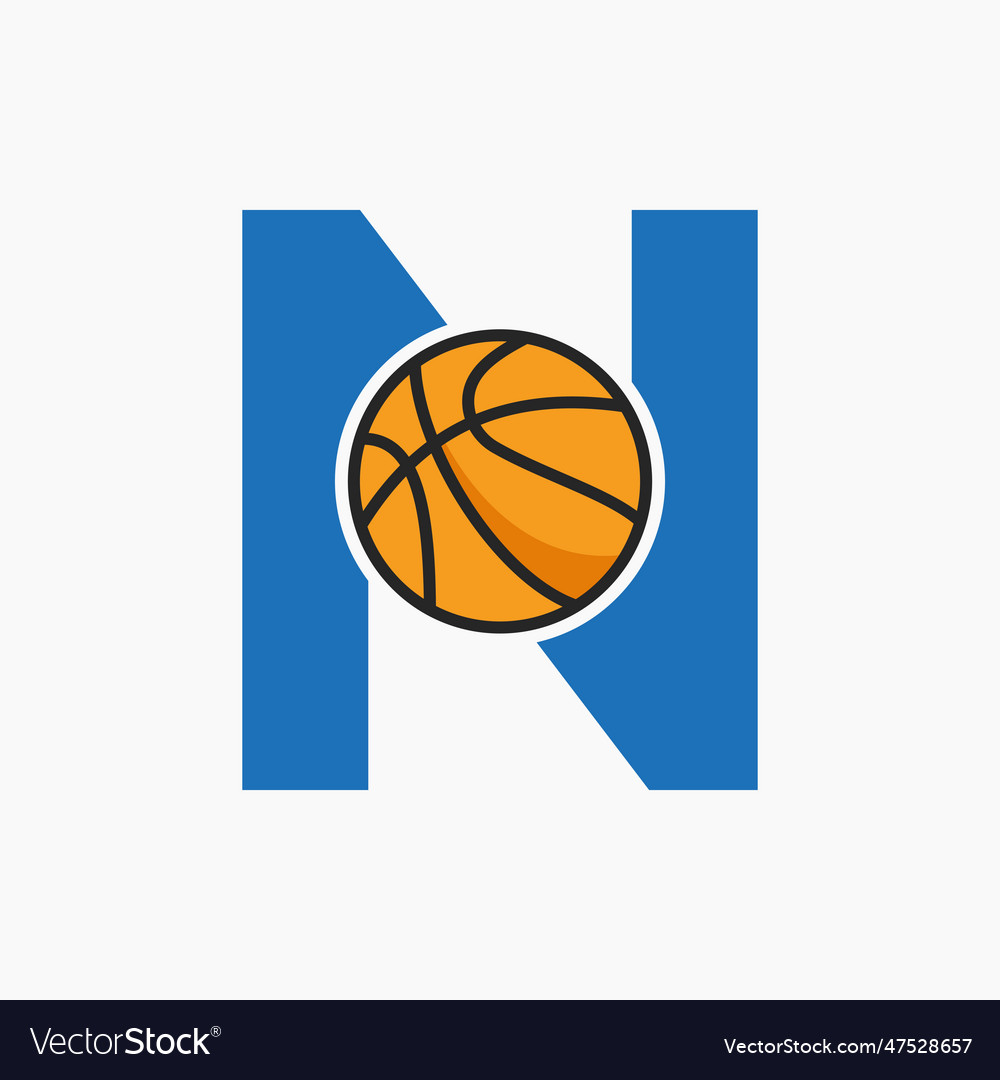 Basketball logo on letter n concept basket club Vector Image