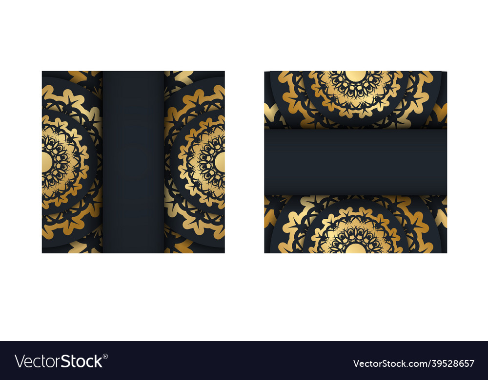 Black postcard with antique gold pattern prepared Vector Image
