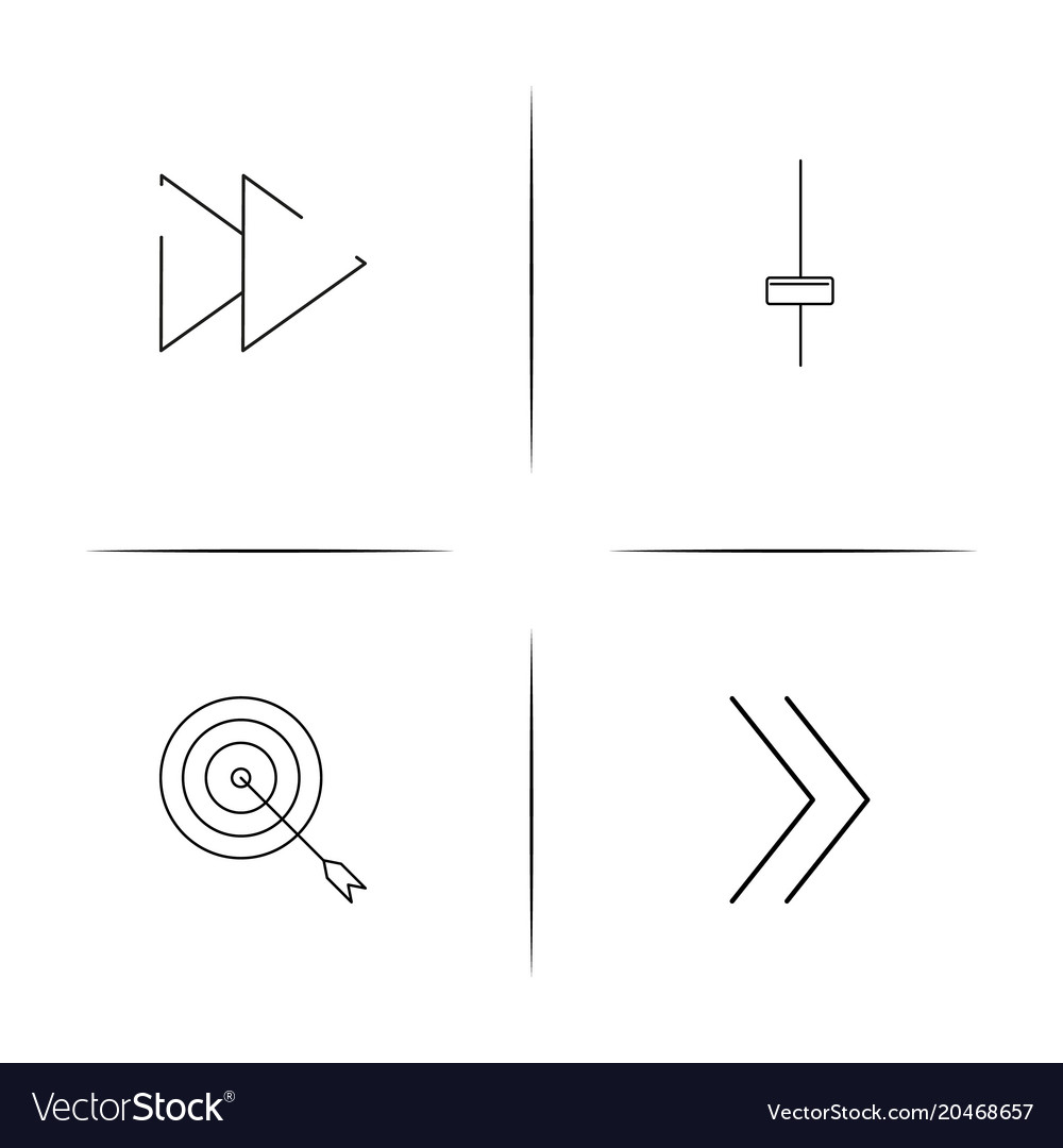 Buttons simple linear icons set outlined