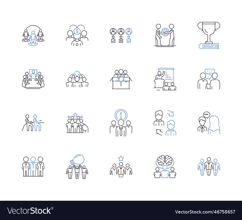 Community and networking outline icons collection Vector Image Community and networking outline icons collection