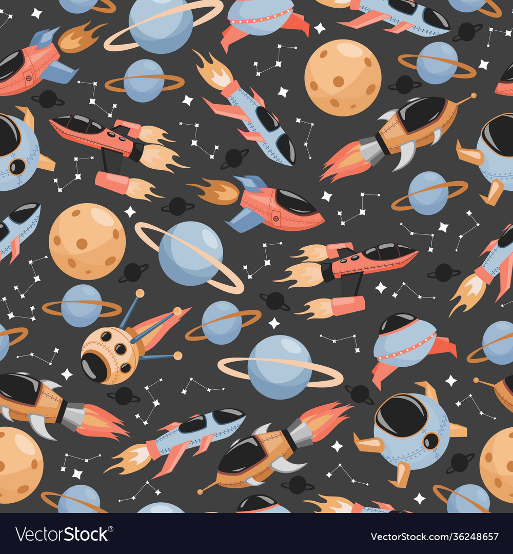 Cosmos exploring seamless pattern vector image Cosmos exploring seamless pattern