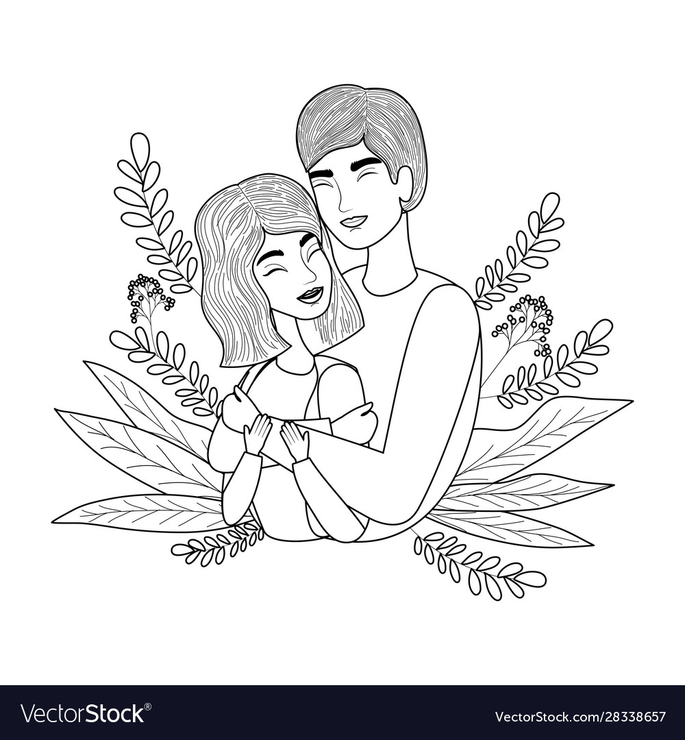 Couple woman and man drawing design