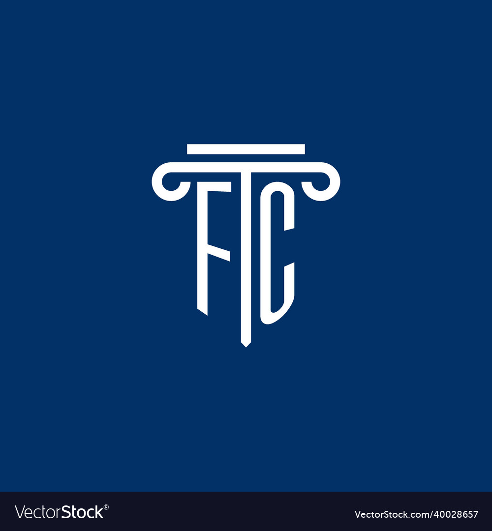 Fc initial logo monogram with simple pillar icon