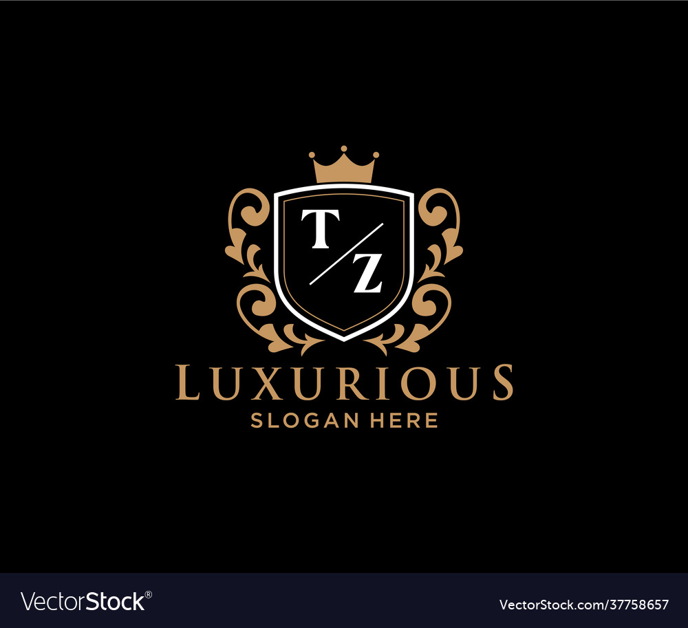 Initial tz letter royal luxury logo template Vector Image