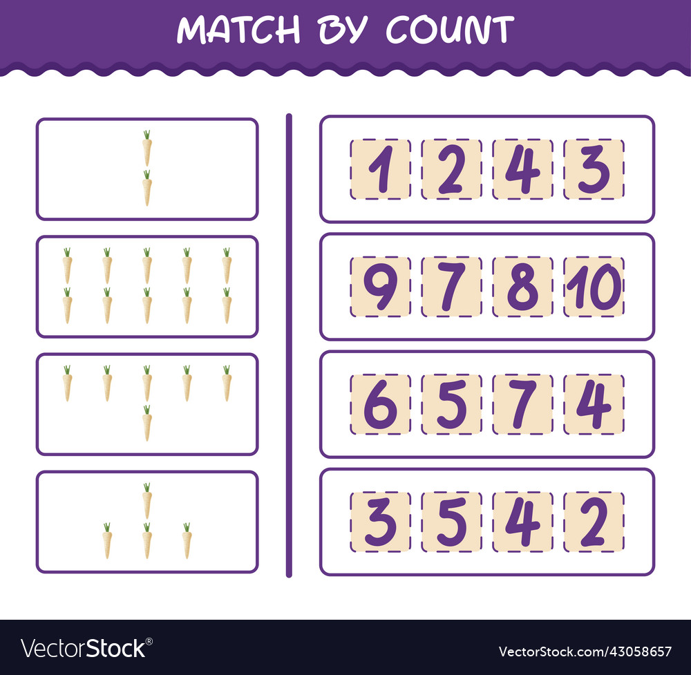 Match by count of cartoon parsnip Vector Image Match by count of cartoon parsnip
