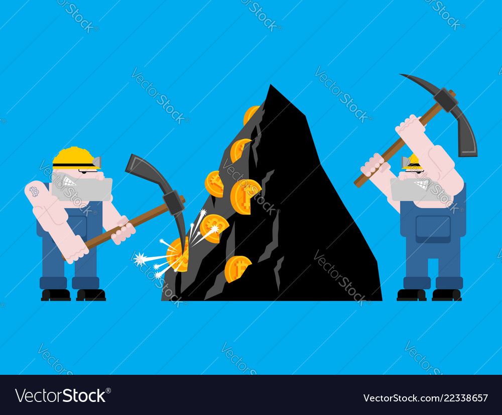 Mining bitcoin pool concept minir extraction vector image Mining bitcoin pool concept minir extraction