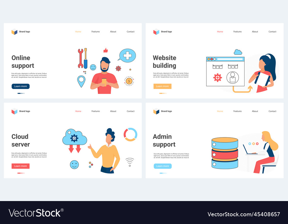 Online support service cloud data server website Vector Image