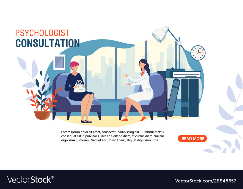 Psychologist consultation service flat web banner