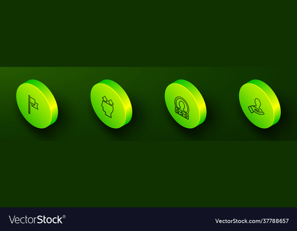 Set isometric line location marker user man vector image Set isometric line location marker user man