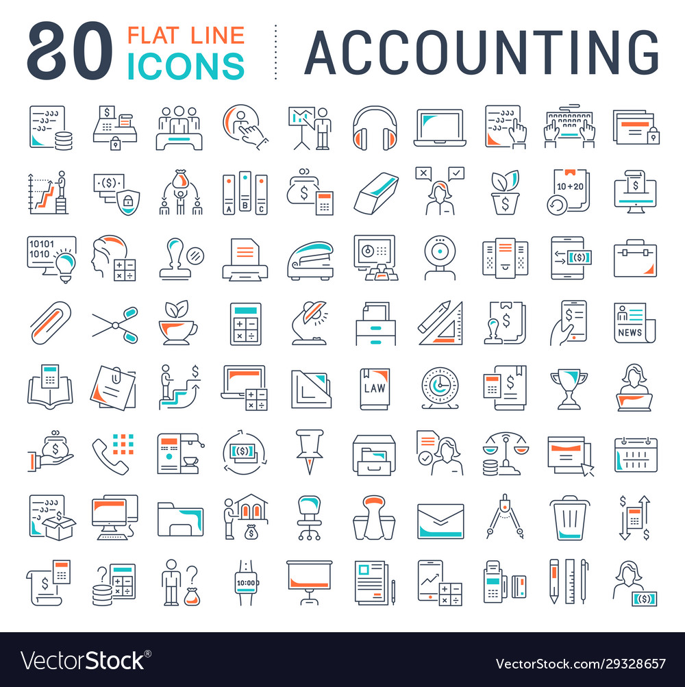 Set line icons accounting Royalty Free Vector Image