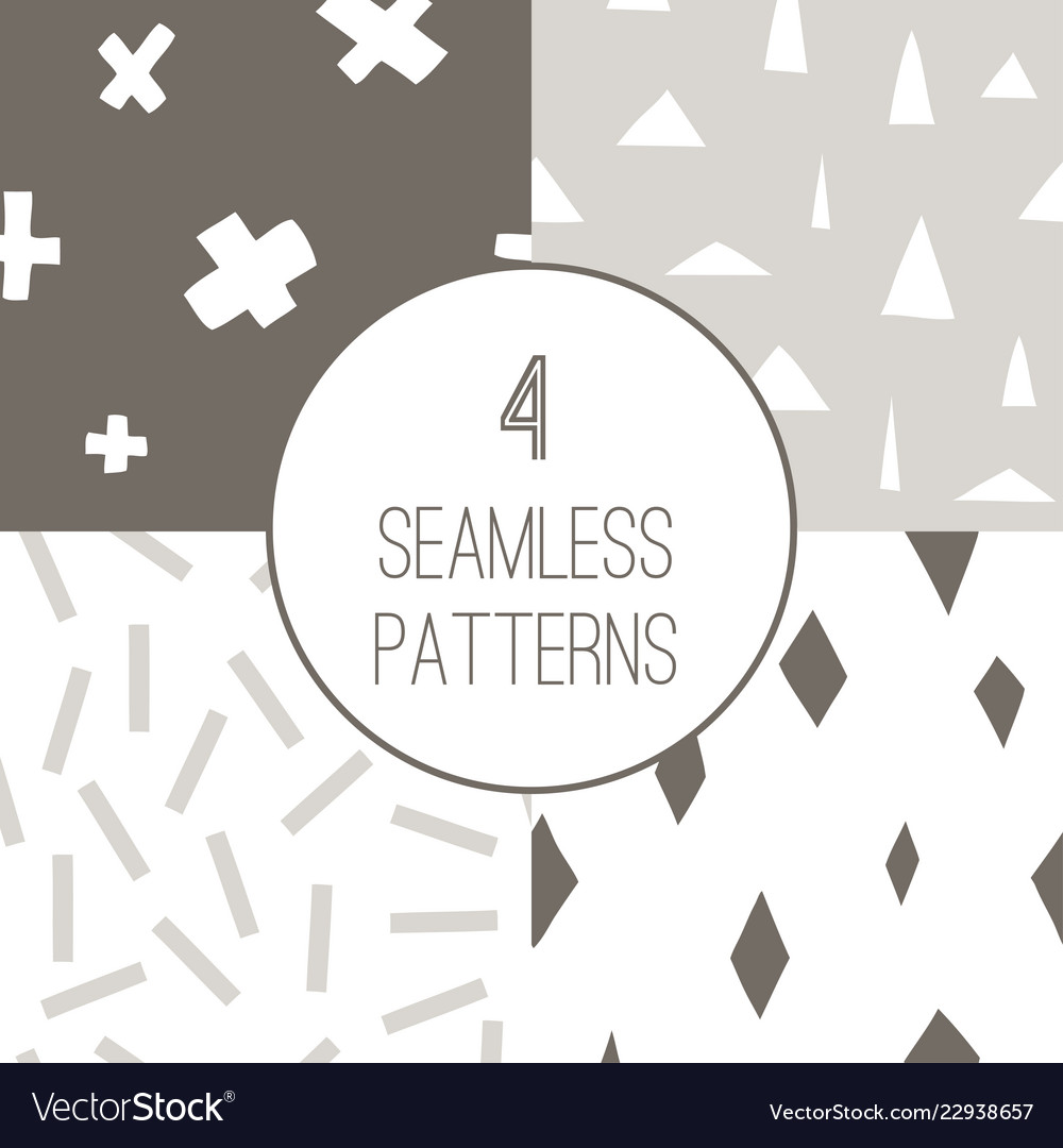 Set with 4 simple minimalistic seamless patterns vector image Set with 4 simple minimalistic seamless patterns