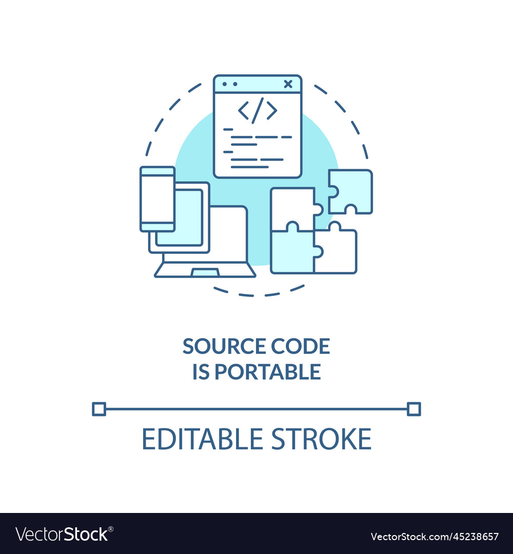 Source code portability turquoise concept icon